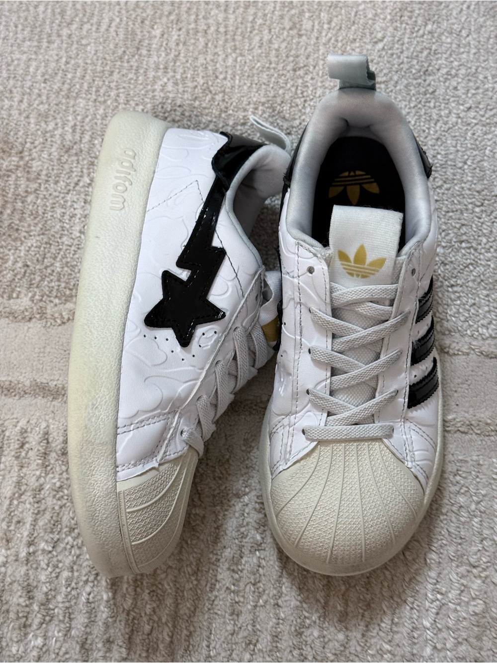 adidas x BAPE Superstar Vintage JR2701 Kids 13K White Black